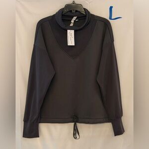 NY Collection Women's Charcoal Gray Cowl Neck Sweatshirt